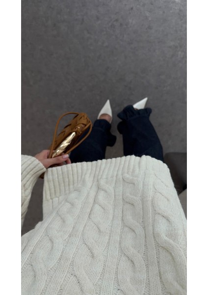 Saç Örgü Ekru Kazak modelleri