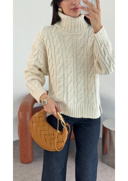 Saç Örgü Ekru Kazak fırsatları