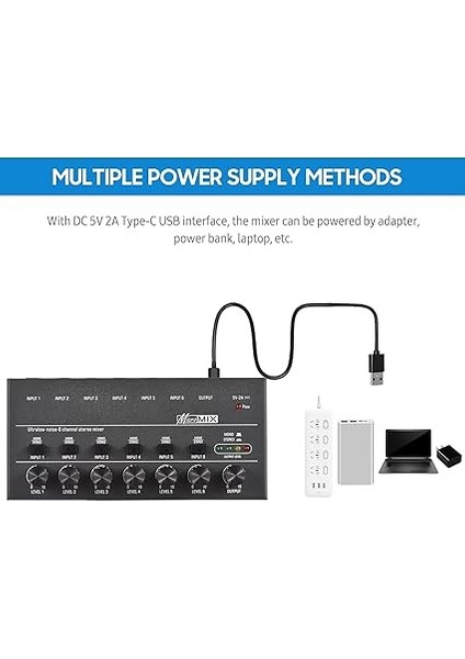 Ultra Düşük Gürültülü 6 Kanal Line Stereo Mikser 6 Giriş 1 Çıkış Mono ve Stereo Anahtarlamalı Dc 5V Taşınabilir Mini Ses Mikseri Mikrofon Gitar Bass Club Bar Sahne Stüdyosu Için Klavye Mikserleri indirimleri