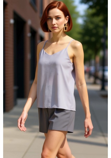 Kadın Basic Ince Askılı V Yaka Dokuma Bluz Yaz Modasının Vazgeçilmezi Kaliteli Şık Rahat Modern modelleri