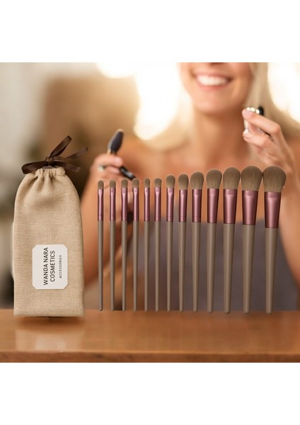 WANDA NARA COSMETİCS Profosyonel Premium Beauty Kahve-Gri Makyaj Fırçası Seti