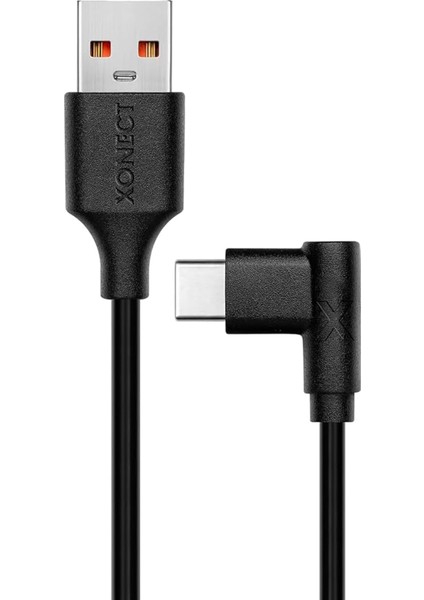 USB To Type-C ile Uyumlu ve ile Uyumlu Hızlı Şarj ve Data Kablosu 40 cm L Tipi Gaming (Siyah)