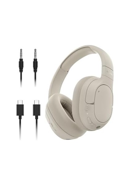 AUD008 Sf Kafaüstü Kulaklık-Krem - 60 Saat Oynatma Özellikli Kulak Üstü Kulaklık, Derin Bas, Cloudcushion Kulaklık fiyatları