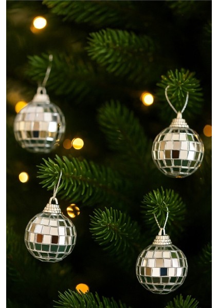 Yılbaşı Çam Ağacı Süsü Gümüş Parlak Aynalı Disko Topu 3cm 12'li fiyatları
