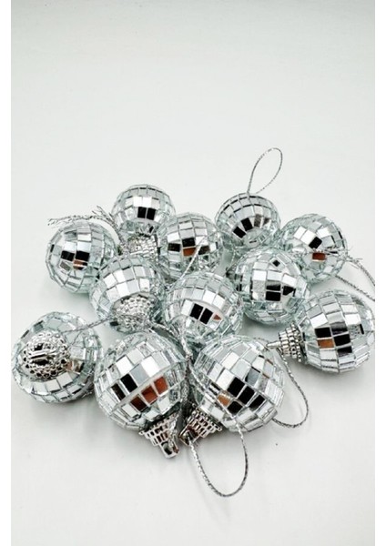 Yılbaşı Çam Ağacı Süsü Gümüş Parlak Aynalı Disko Topu 3cm 12'li modelleri