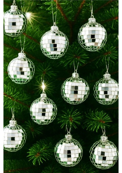 Yılbaşı Çam Ağacı Süsü Gümüş Parlak Aynalı Disko Topu 3cm 12'li indirimleri