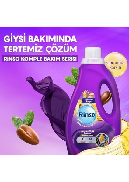 Rinso Sıvı Çamaşır Deterjanı Komple Bakım Serisi Argan Özü Renkliler ve Siyahlar Için 1.5 L modelleri