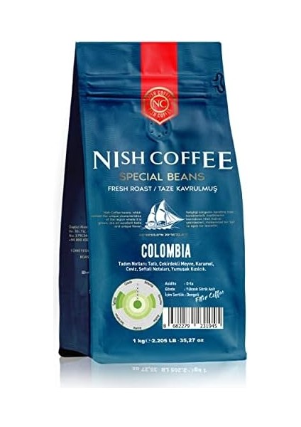 Nish Filtre Kahve Colombia 1 kg 3&apos;lü Set (3x1 Kg) - Öğütülmüş fiyatları