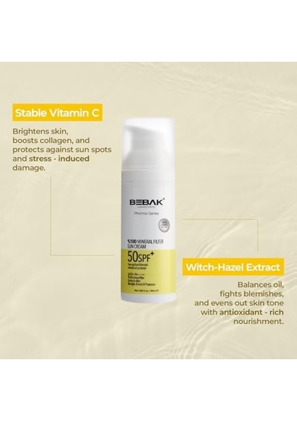 Bebak Pharma Mineral Filter Güneş Kremi 50SPF+ 50ML modelleri