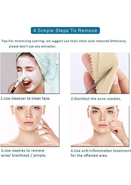 Shzdmh 4 Adet Siyah Nokta Kaldırma Aracı Kiti. Dört Parçalı Saklama Kutusu ile Burun Yüz Bakımı Gümüş