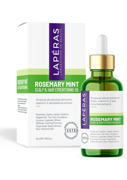 Lapéras Rosemary Mint Scalp & Hair Strengtening Oil Biberiye Yağı Kompleksi Yıpranmış Dökülen Saçlar Için Hızlı Saç Uzatan Biotinli Saç Bakımı 50ML modelleri