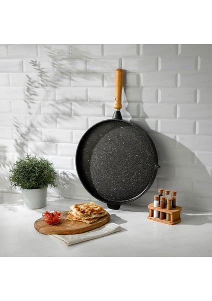 Alüminyum Döküm Gözleme Tavası - Siyah - 36 cm