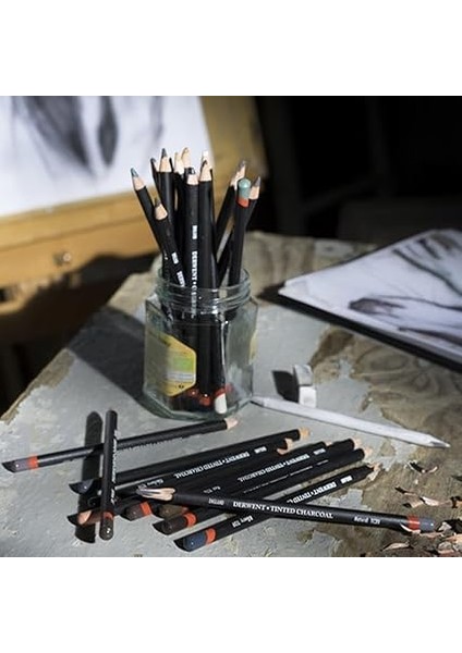 Tınted Charcoal Renkli Füzen Kalem - 24 Renk Metal Kutulu indirimleri