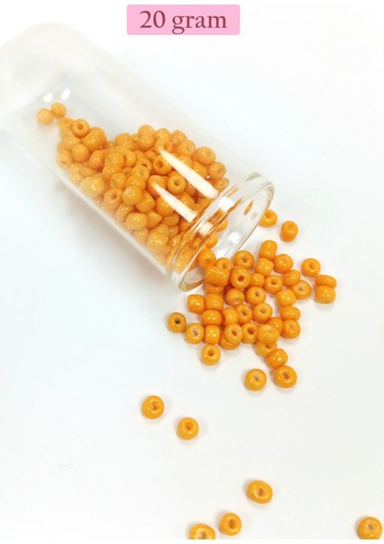Litaetrend Dökme Cam Kum Boncuk Büyük Boy (6/0) 4 mm - 20 Gram - Açık Turuncu - BNC095