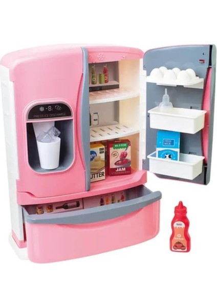 Pilli Işıklı Büyük Boy Oyuncak Buzdolabı Evcilik Oyun Seti Duman Efektli 3 Kapılı fiyatları