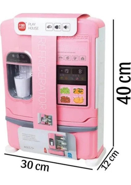 Pilli Işıklı Büyük Boy Oyuncak Buzdolabı Evcilik Oyun Seti Duman Efektli 3 Kapılı modelleri