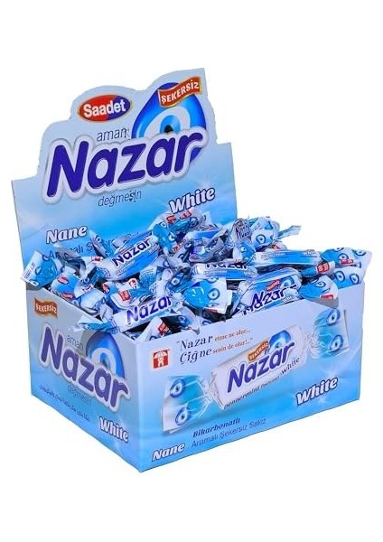 Nazar Şekersiz Sakız 100&APOS;LÜ Kutu White Nane