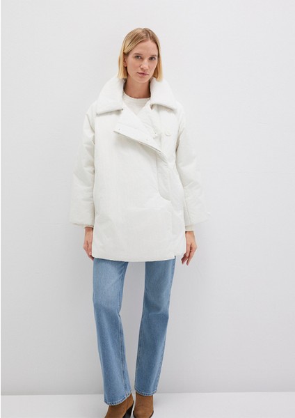 Yaka Detaylı Ekru Şişme Parka 1110535-70052