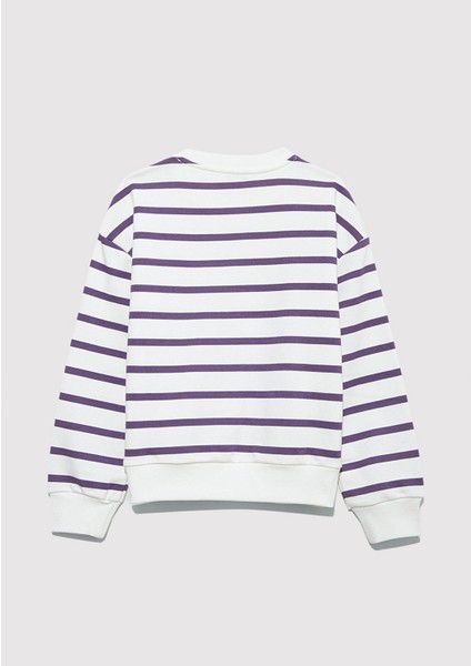 Mavi Logo Baskılı Mor Çizgili Sweatshirt 7S10038-88138 modelleri