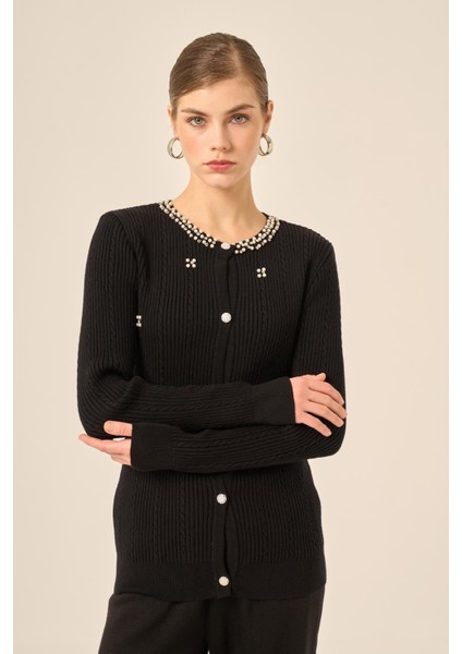 Inci ve Beyoğlu Detaylı Hırka Siyah 25090