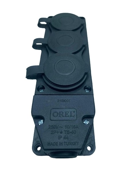 3 Lü Kauçuk Grup Priz Monofaze 1X16A 220 V