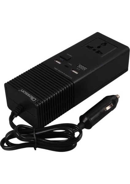 1665 Dc 12-24V 200W Oto Araç Power Inverter Ek Çakmak Girişi - Type-C - Çift USB - 220V Üniversal Priz modelleri