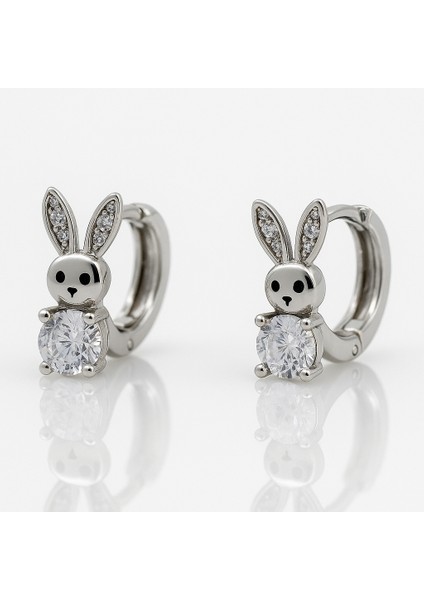 White Gold Plated Rabbit Hoop Küpe