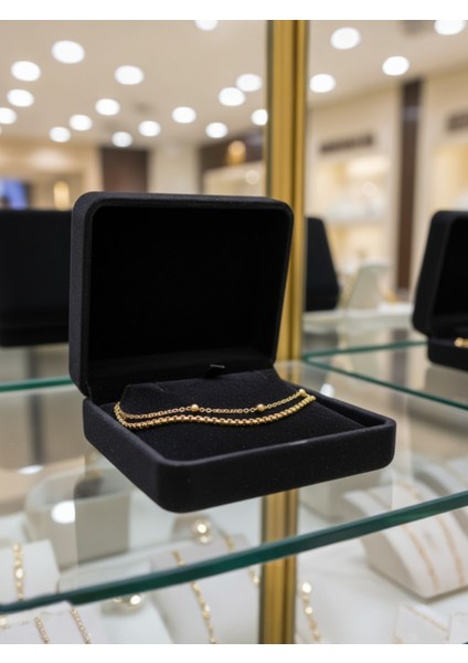 Altın Renk Top ve Arnavut Zincir Halhal Kadınlar Için Halhal Kararma Yapmaz Çelik Halhal Bileklik