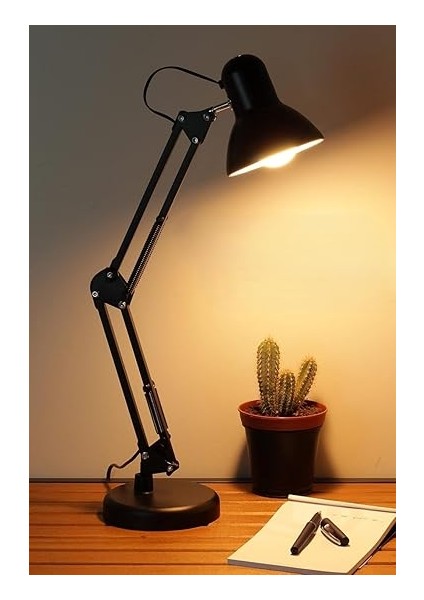 Home Akrobat Tertial Masa Lambası – 360° Hareketli Oynar Başlıklı Metal Gövde, Masa Üstü Çalışma ve Kitap Okuma Lambası, Sağlam Malzeme ile Uzun Ömürlü Aydınlatma-Ev Tipi Ampül (Siyah) fiyatları