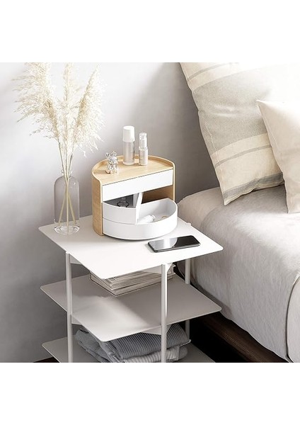 Moona Döner Çekmeceli 3 Katlı Takı ve Aksesuar Düzenleyici, Beyaz/doğal fiyatları