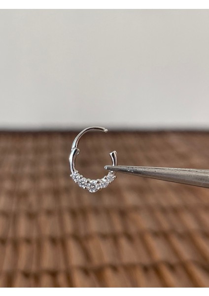 925 Ayar Gümüş Pırlanta Modeli Gümüş Halka Piercing 8 mm fiyatları