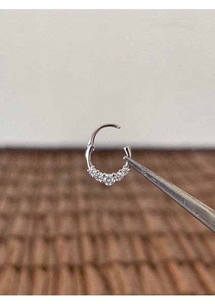 925 Ayar Gümüş Pırlanta Modeli Gümüş Halka Piercing 8 mm modelleri
