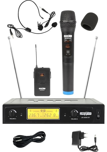 LM-202EH Çiftli Telsiz Kablosuz El ve Headset Mikrofon