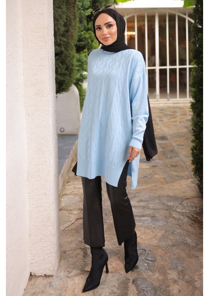 Bebe Mavi Bisiklet Yaka Soğuk Iplik Triko Tunik fiyatları