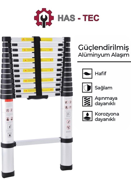 Has-Tec 13 Basamaklı Düz Uzayan Teleskopik Merdiven 3,8 M fiyatları