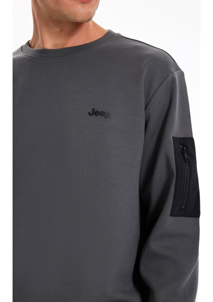 Bisiklet Yaka Düz Antrasit Erkek Sweatshırt J5WM-SWT7390 fırsatları