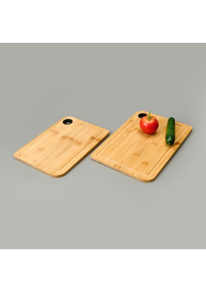 Dual 2'li Kesme Tahtası - Açık Kahverengi / Siyah - 28X20 cm + 33X22 cm fiyatları