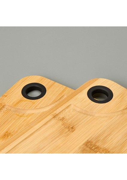 Dual 2'li Kesme Tahtası - Açık Kahverengi / Siyah - 28X20 cm + 33X22 cm modelleri