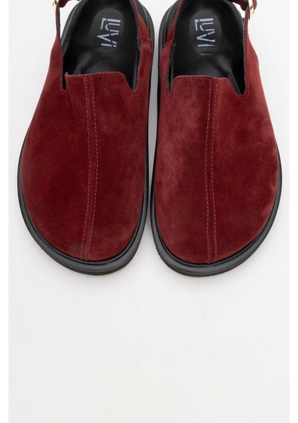 Laby Bordo Süet Hakiki Deri Kadın Sandalet