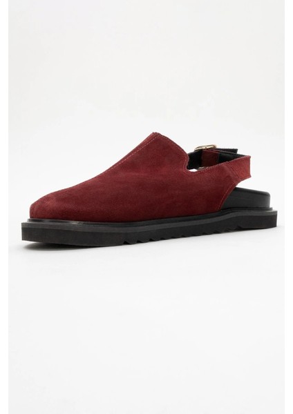 Laby Bordo Süet Hakiki Deri Kadın Sandalet modelleri