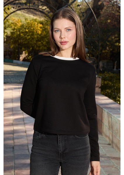 3 Iplik Şardonsuz Yakası Ribanalı Sweatshirt fiyatları