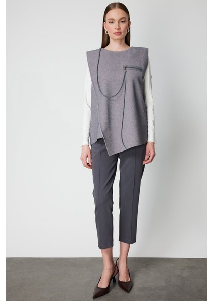 Fermuar Detaylı Aksesuarlı Süveter 66937