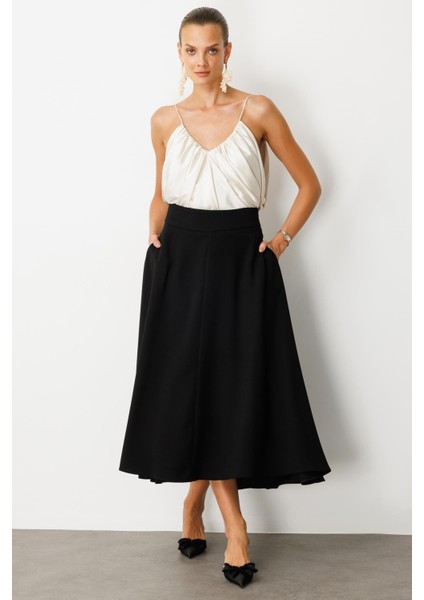 Cep Detay Uzun Etek-Siyah fırsatları