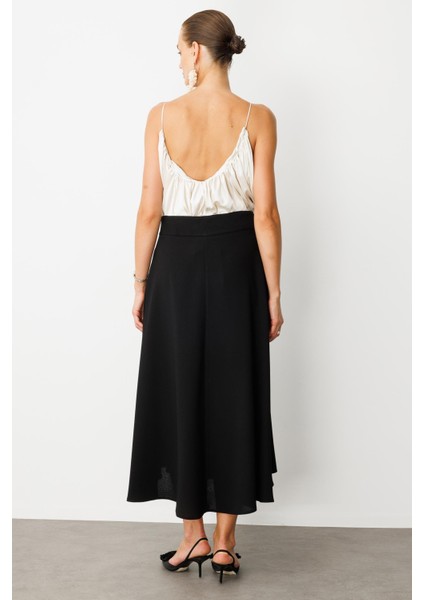 Cep Detay Uzun Etek-Siyah