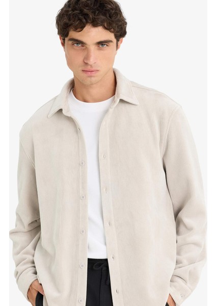 Regular Fit Polo Yaka Kadife Uzun Kollu Gömlek F4937AX25WN