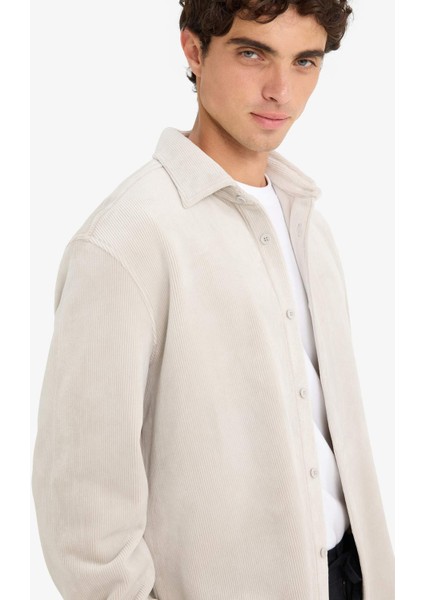 Regular Fit Polo Yaka Kadife Uzun Kollu Gömlek F4937AX25WN fırsatları