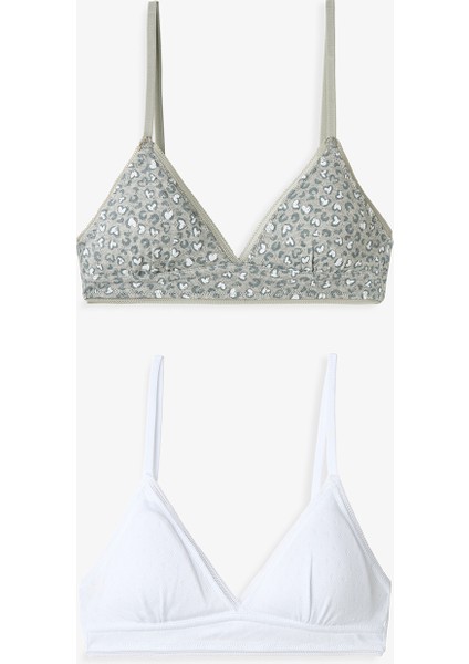 Kız Çocuk Leopar Desenli 2'li Pedli Alıştırma Sütyeni