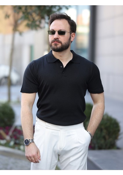 Basic Düğmeli Pamuklu Triko Tshirt