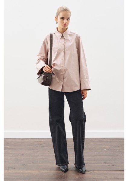 Geniş Manşetli Klasik Gömlek Soft Pembe fiyatları