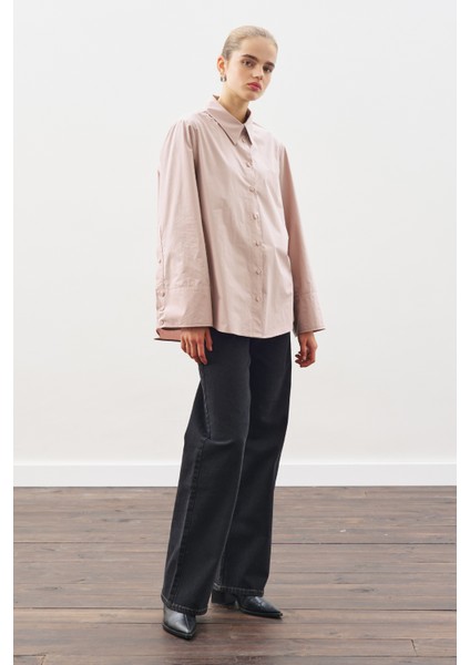 Geniş Manşetli Klasik Gömlek Soft Pembe modelleri